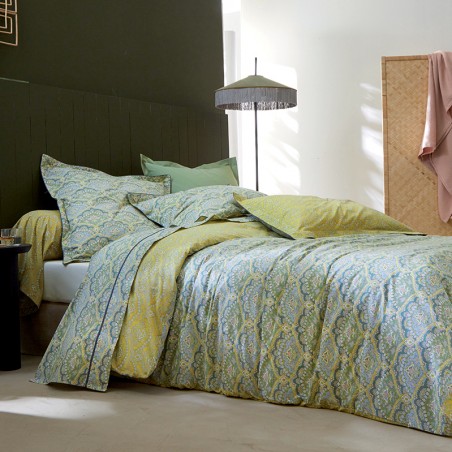 Parure de couette Ispahan anis par Blanc Des Vosges