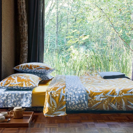 Parure de couette Botanico ocre par Blanc Des Vosges