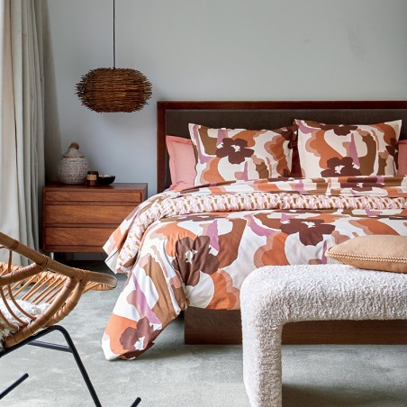 Parure de couette Pop terrracotta par Blanc Des Vosges