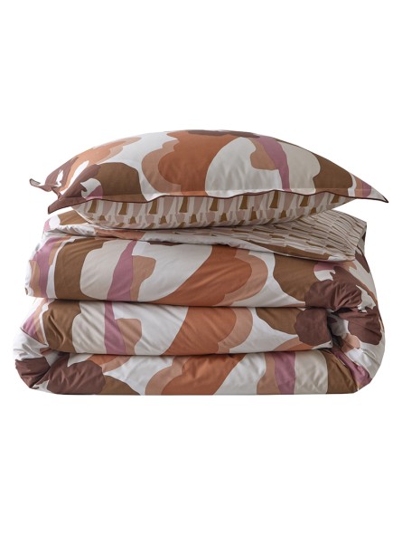 Parure de couette Pop terrracotta par Blanc Des Vosges