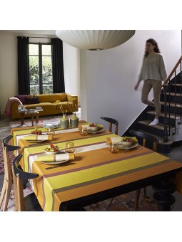 Nappe enduite Vent d'ouest miel par Le Jacquard Français