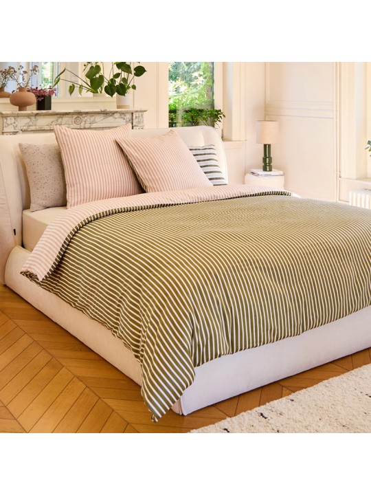 Parure de couette Baudouin vert/rose par Habitat