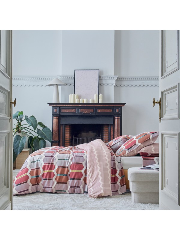 Parure de couette Mosaic sienne par Blanc des Vosges