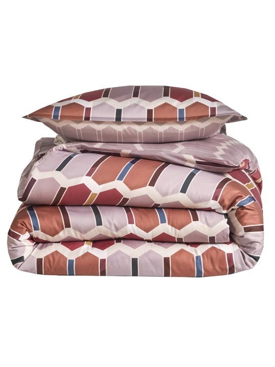 Parure de couette Mosaic sienne par Blanc des Vosges