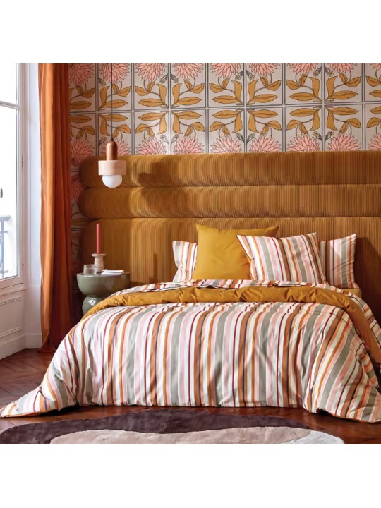 Housse de couette Line multico par Blanc des Vosges