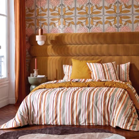 Housse de couette Line multico par Blanc des Vosges